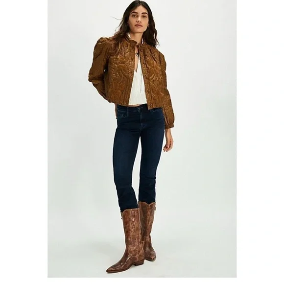 Free People Quinn Quilted Brown Jacket - Picture 2 of 4